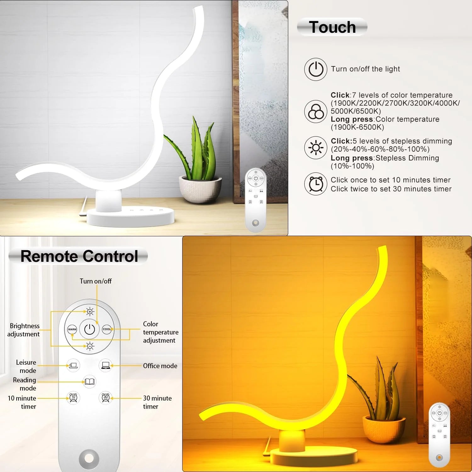 Transformable LED Desk Lamp, Bedside Desk Lamps for Bedroom 