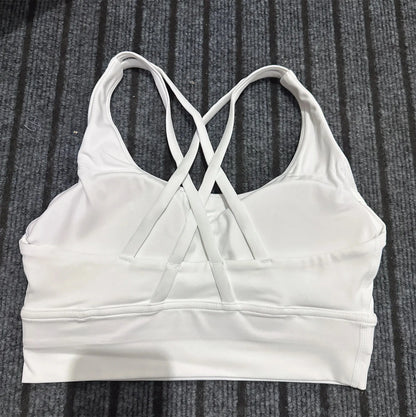 Solid Color Women Cross Back Fitness Top