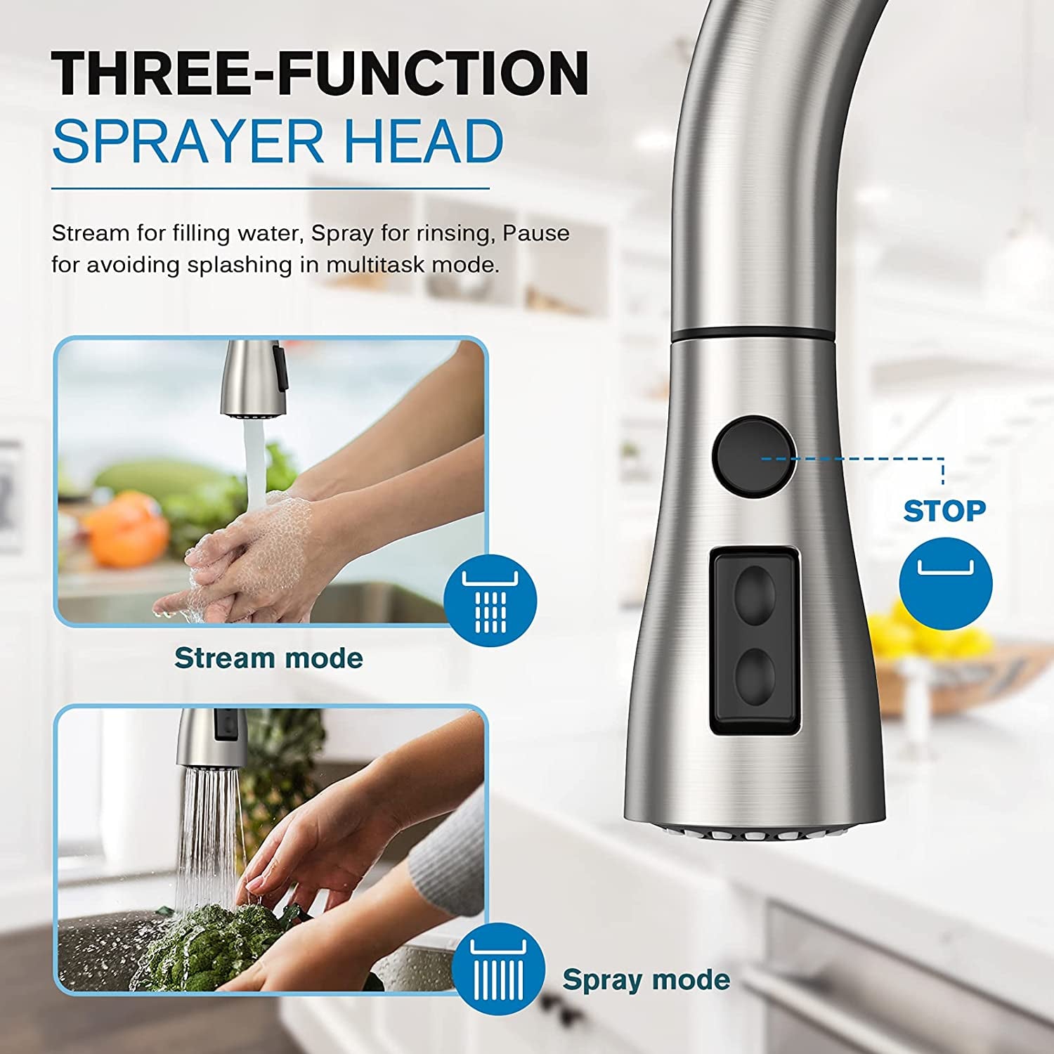 Kitchen Faucet with Pull down Sprayer, High Arc Single Handle Kitchen Sink 