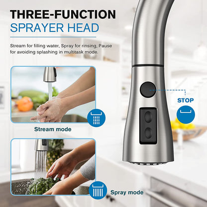Kitchen Faucet with Pull down Sprayer, High Arc Single Handle Kitchen Sink 