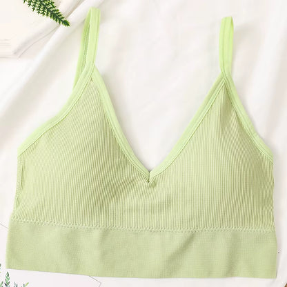Women Crop Top Seamless Tube Top Underwear Low Back Bra Sports Fitness Top Streetwear Tank Bandeau Lingerie Removable Pad