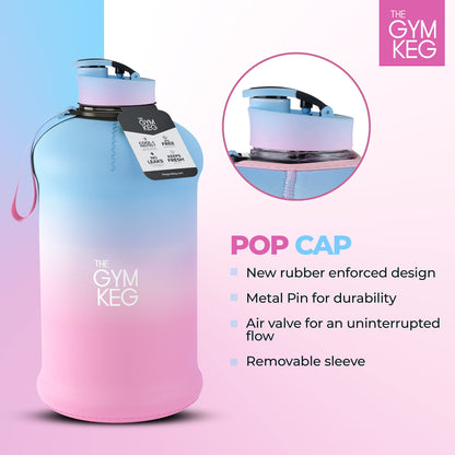 Insulated Water Bottle 2.2 L Black Neoprene with Carry Handle & Leakproof Cap