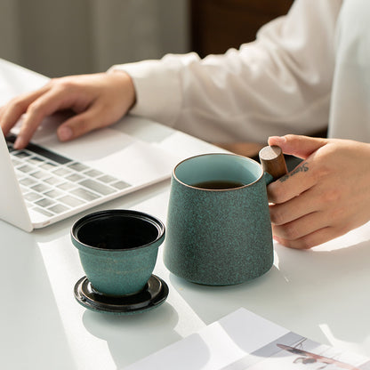 Su Ting Bluestone Glazed  Mug Ceramic Mug with Lid