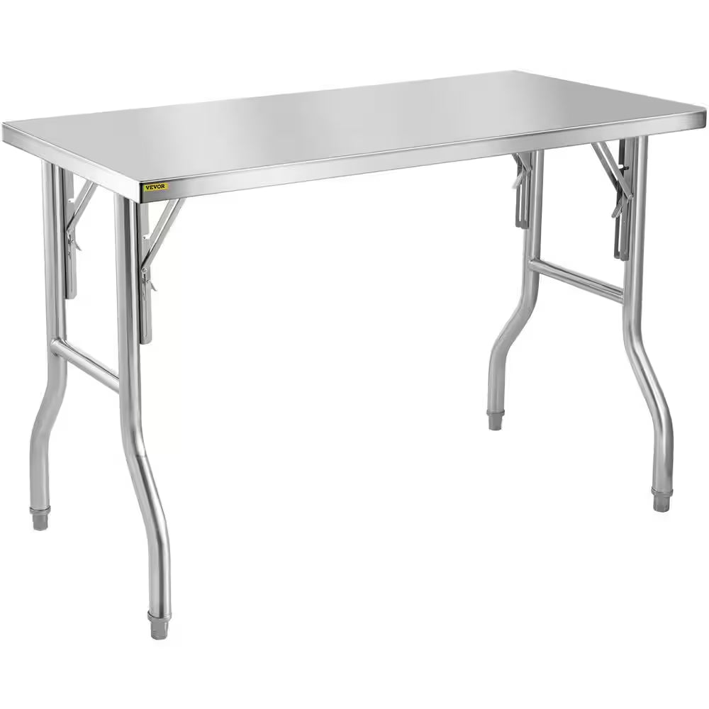 Commercial Prep Table 48 X 24 In. Stainless Steel Restaurant Table with Height Adjustable Kitchen Utility Table
