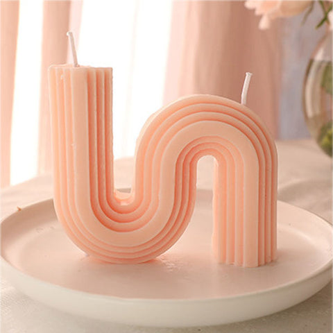 Striped Geometric U-shaped Scented Candle