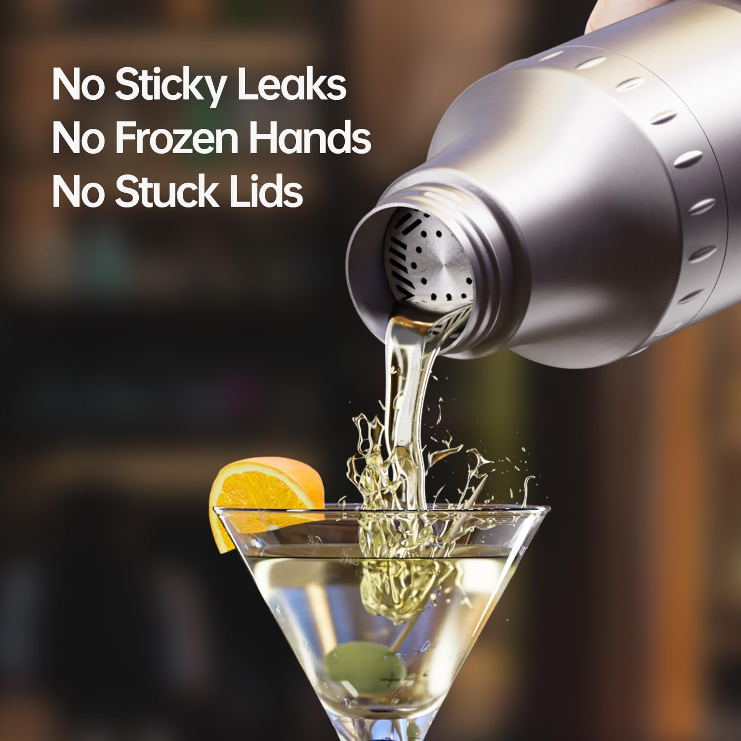 30 oz. Stainless Steel Cocktail Shaker Set, Vacuum Insulated Martini Shaker with Strainer & Jigger Lid