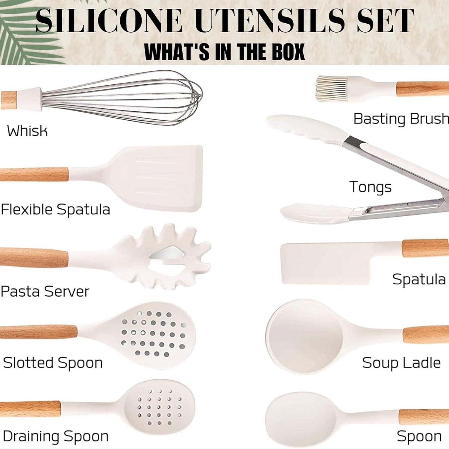 Silicone Cooking Utensils Set White–11Pcs Silicone Spatula Sets for Cooking 