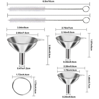 3/5 Pcs Stainless Steel Kitchen Funnels Set Food Grade Metal for Filling Bottles