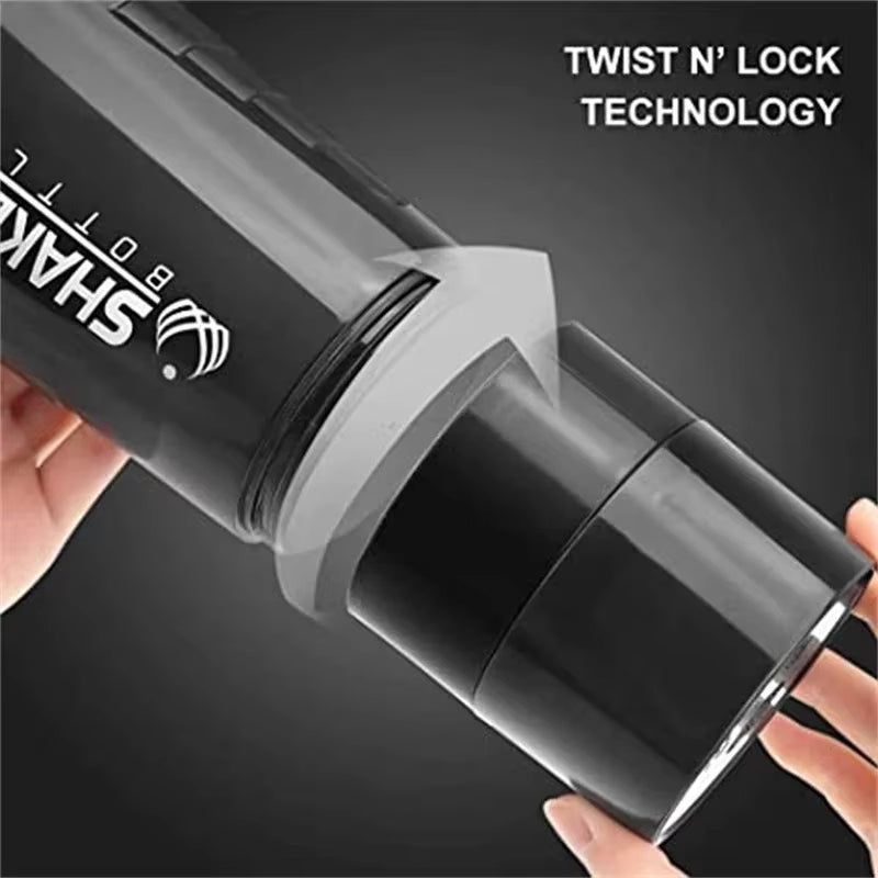 Portable Protein Shaker Cup with Powder Storage Container 500ML Mixer Cup Gym Sport Water Bottles with Wire Whisk Ball