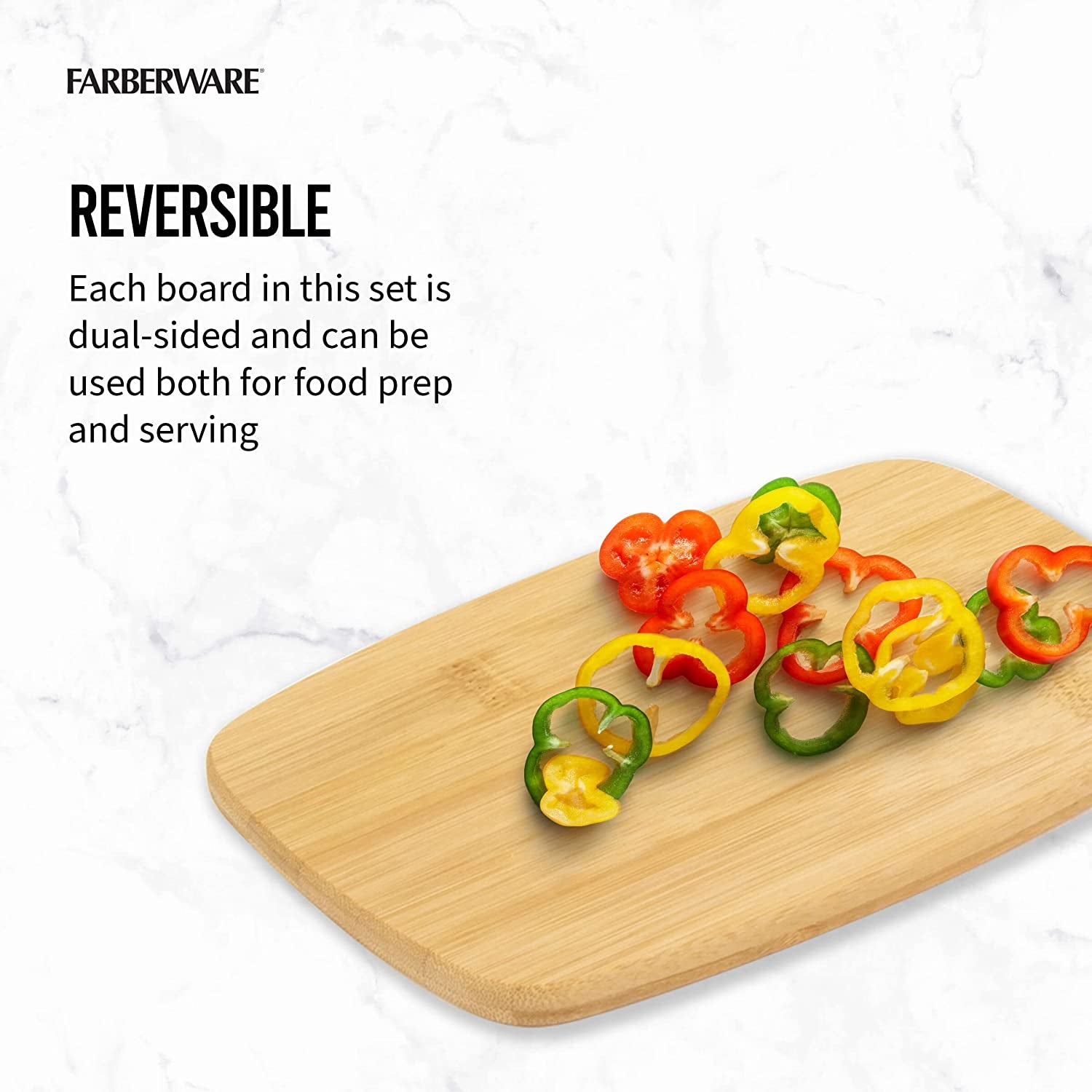 4-Piece Reversible Bamboo Cutting Board and Charcuterie Set, Assorted Sizes