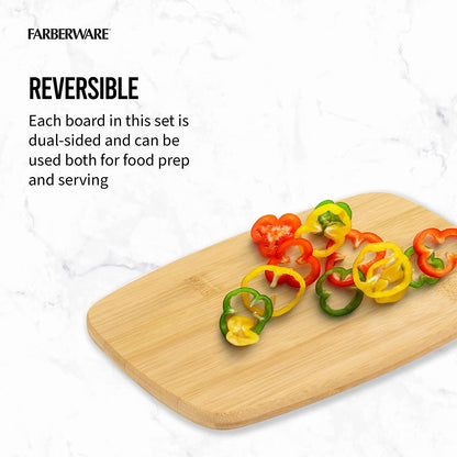 4-Piece Reversible Bamboo Cutting Board and Charcuterie Set, Assorted Sizes