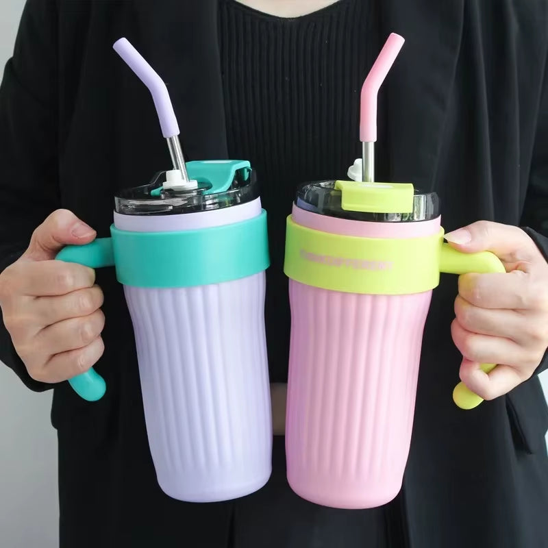 860ML Stainless Steel Car Tumbler with Straw Car