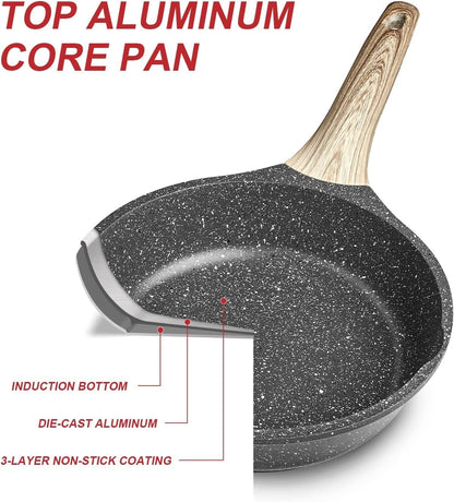 Nonstick Granite Frying Pan – 9.5" Skillet, PFOA-Free, Induction Compatible