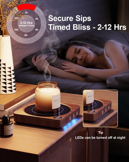 Mug Warmer - 36W Coffee Mug Warmer for Desk with Temperature Display, 2-12Hrs Auto Shut Off, Smart Candle Warmer