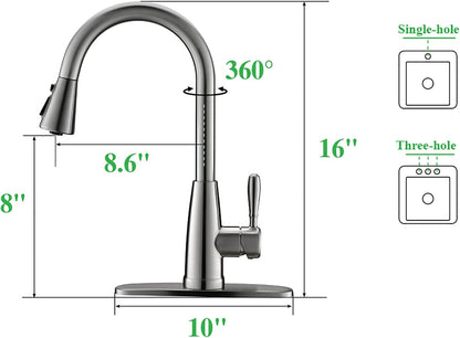 Kitchen Faucets, Kitchen Sink Faucet with Splash-Proof Sprayer