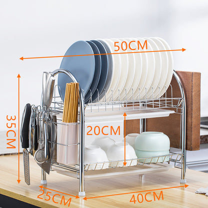 Multi-Layer Floor Draining Bowl Rack – Kitchen Shelf & Countertop Dish Storage
