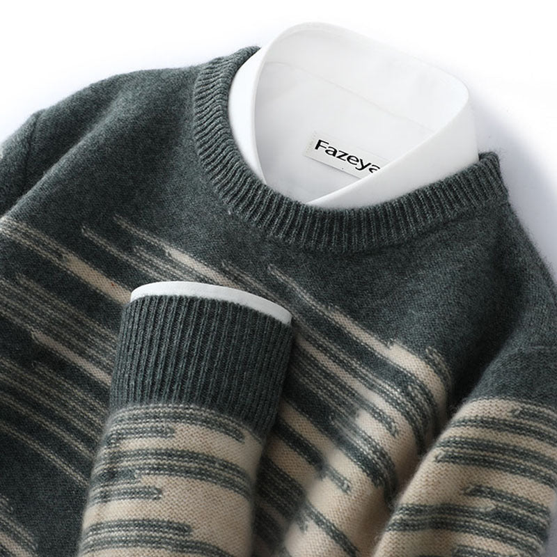 Cashmere Sweater Men's Pure Wool Loose Round Neck Sweater - Alpaca House