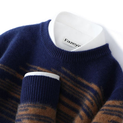 Cashmere Sweater Men's Pure Wool Loose Round Neck Sweater - Alpaca House