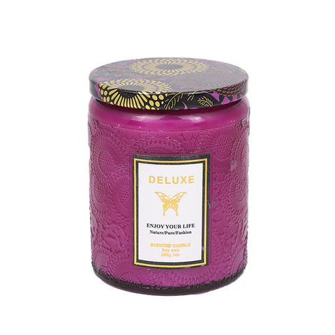 "Enjoy Your Life" Vibrant Scented Candles in Decorative Glass Jars