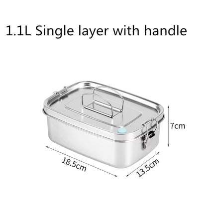 Stainless Steel Lunch Bento Box with Lid Large Capacity Double Layer Anti-Leak Food Storage Container Kitchen Tableware