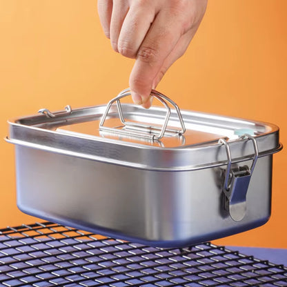 Stainless Steel Lunch Bento Box with Lid Large Capacity Double Layer Anti-Leak Food Storage Container Kitchen Tableware
