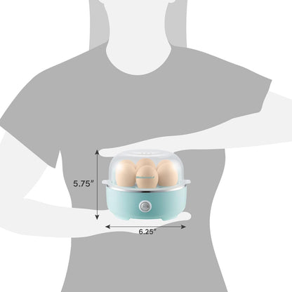 Electric Egg Cooker 7-Egg Capacity, Soft, Medium, Hard-Boiled Egg Cooker with Auto Shut-Off, Measuring Cup Included, BPA Free, Retro Mint