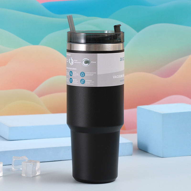 Stainless Steel Vacuum Outdoor Portable Vehicle-mounted Tumbler With Straw