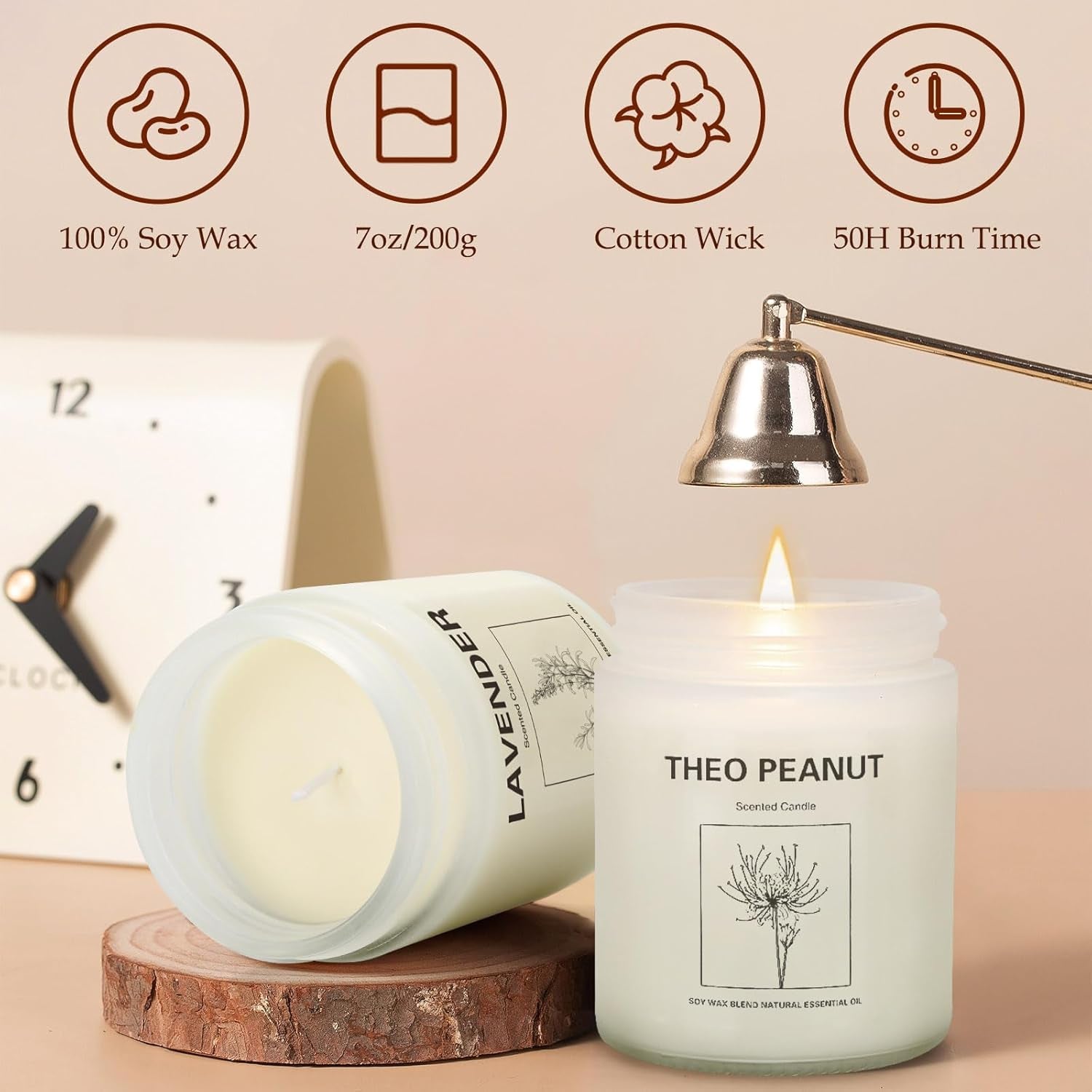 Candles for Home Scented, Lavender Candle Gifts Set, Made with Natural Soy Wax & Essential Oils, 6 Pack 42 Oz Candles