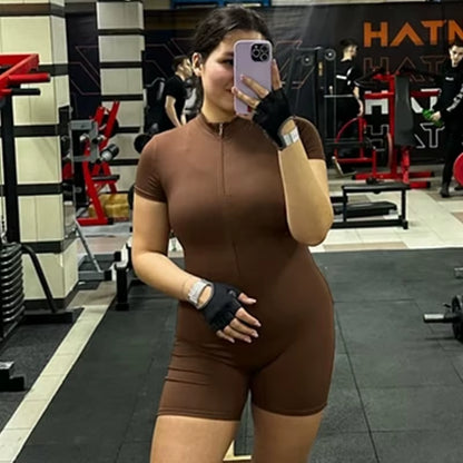 Women Fitness Suit with Zipper 