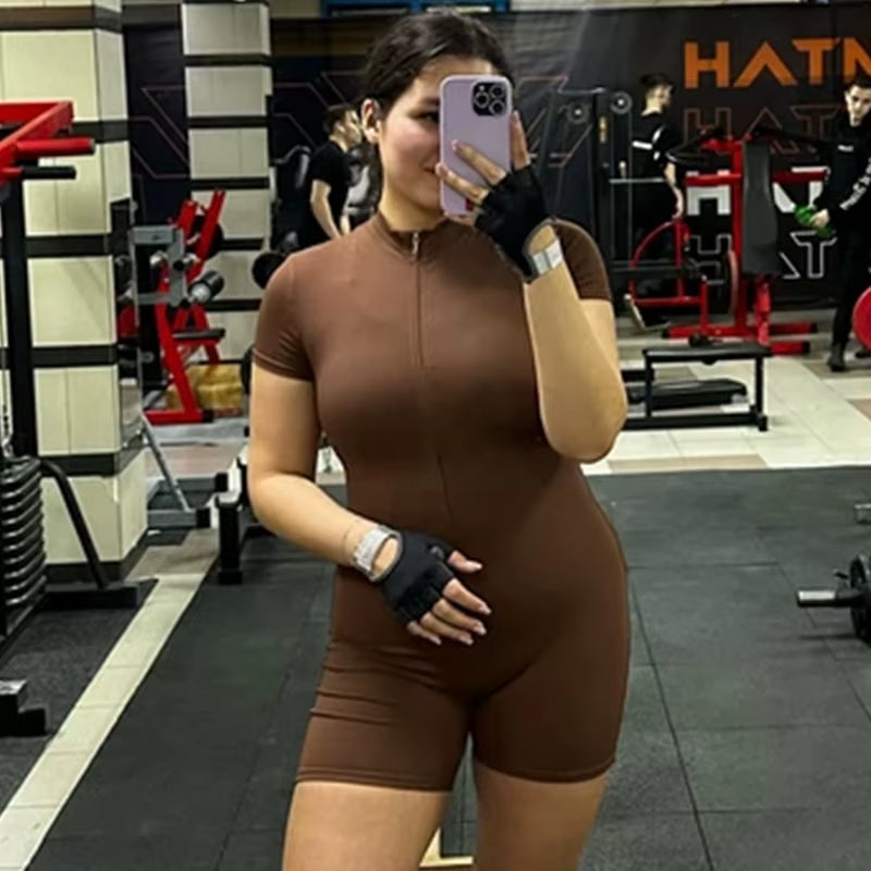 Women Fitness Suit with Zipper 