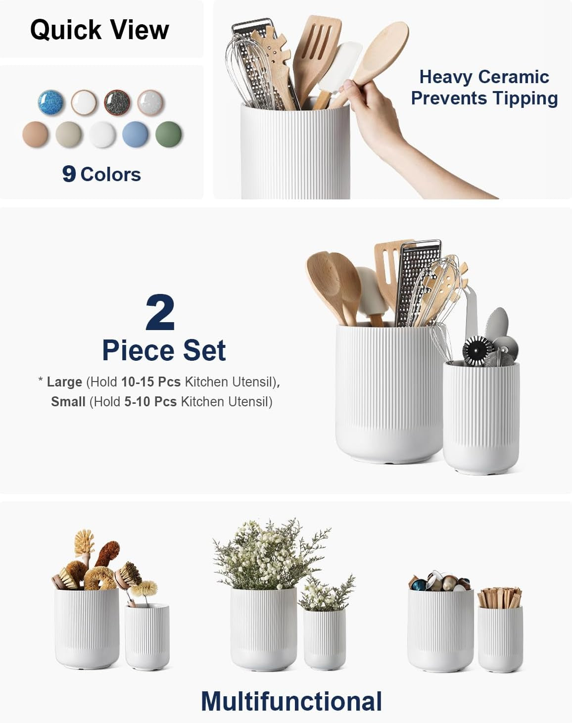  Ceramic Utensil Holder Set