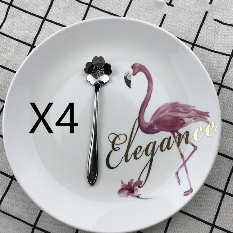 Stainless Steel Creative Coffee & Dessert Spoon – Leaf, Rose, and Cherry Blossom Design