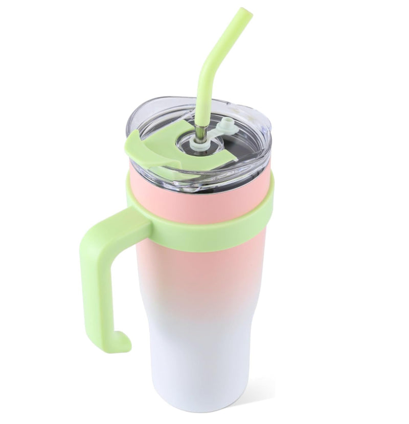 40 Oz Tumbler with Handle Straw Lid Insulated Vacuum Stainless Steel, Cold or Hot Sweat Proof Reusable