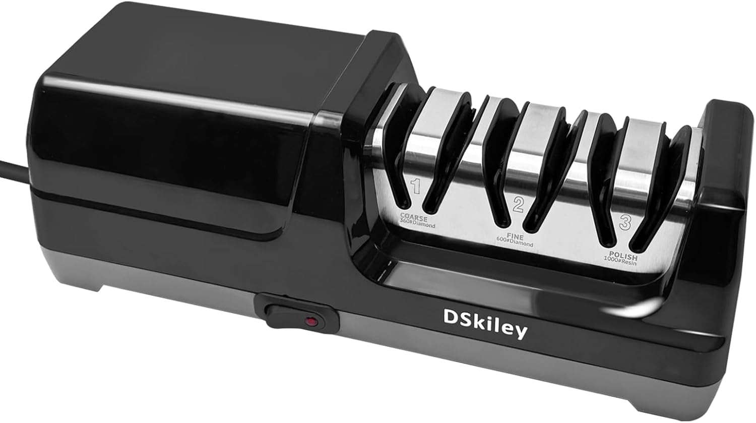 Professional 3-Stage Electric Knife Sharpener for Kitchen Knives, with 100% Diamond Abrasive 20° Precision Angle Guide