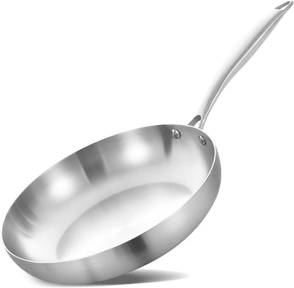 Tri-Ply Stainless Steel Frying Pan,8.5 Inch Skillet, Induction Stri Fry Pan, Dishwasher and Oven Safe, Rivet Handle