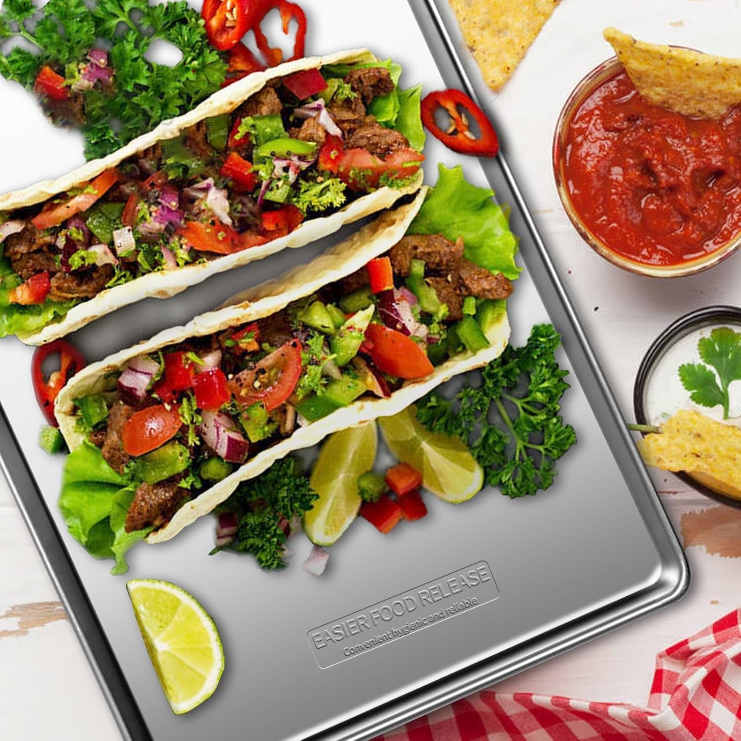 Baking Sheet Set of 3, Stainless Steel Cookie Sheet Baking Sheet Pan, 16/12/9 Inch, Non Toxic & Heavy Duty & Easy Clean, Dishwasher Safe