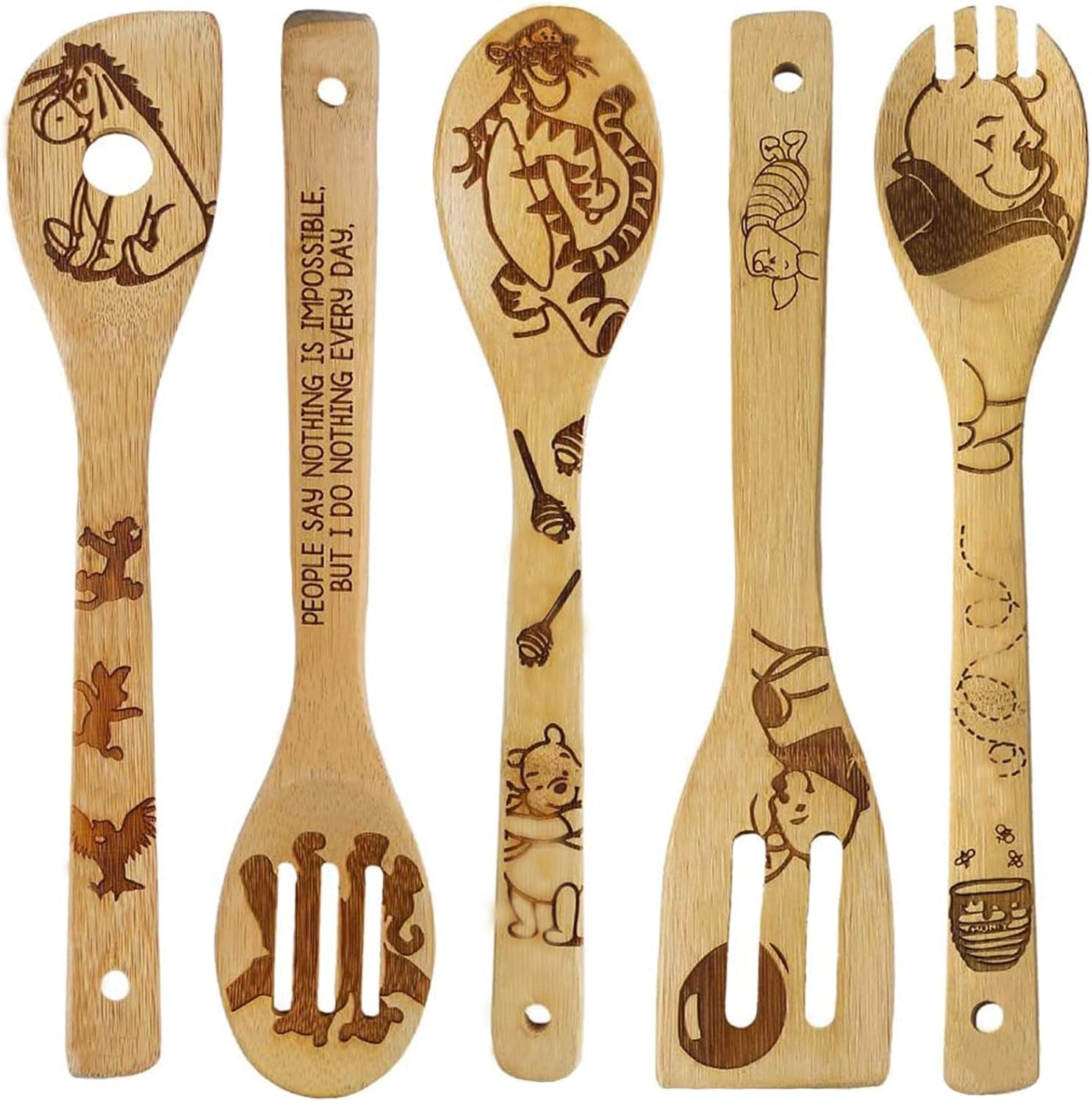 5PCS Winnie the Bear Wooden Spoon Set