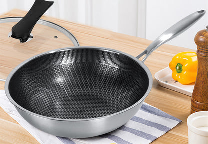 Stainless Steel Wok – Non-Stick Honeycomb Frying Pan