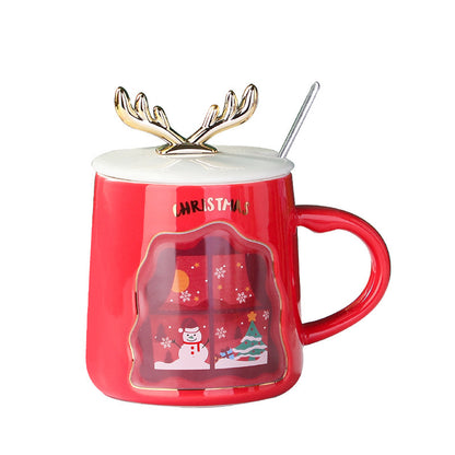 Christmas Ceramic Mug with Spoon – Merry Christmas Coffee & Tea Cup