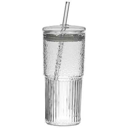 Glass Straw Cup Glass With Lid Large Capacity Girls' Gifts Summer Juice Internet Celebrity Cool Drinks Cup
