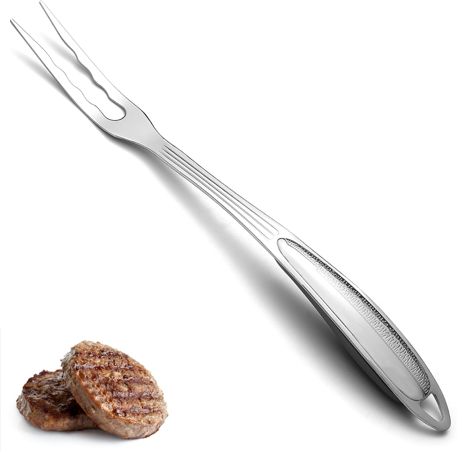 Meat Fork, Heavy Duty Stainless Steel Carving Cooking Fork, Grill Serving Fork for Slicing & Serving Roasts, Turkey, BBQ