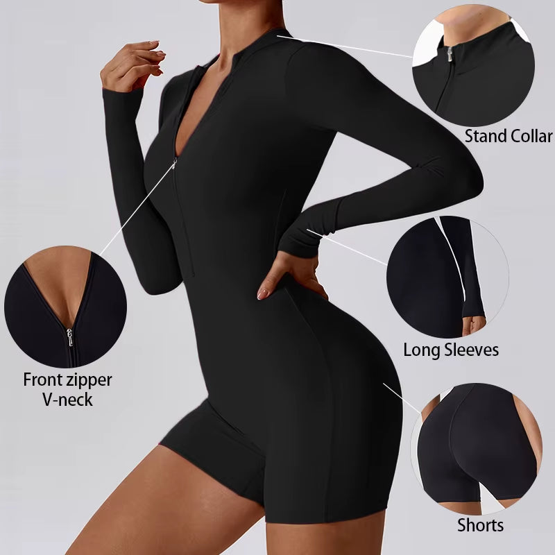 Women Fitness Suit with Zipper 