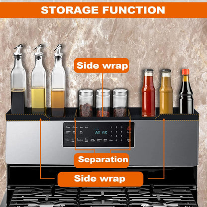 Stove Top Shelf 30 Inch - Silicone Material Magnetic Shelf for Stove - 3 Functional Partitions Kitchen Spice Rack Organizer