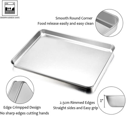 26 X 20 X 2.5 Cm Stainless Steel Baking Sheet Pan, Healthy & Non Toxic, Easy Clean & Dishwasher Safe