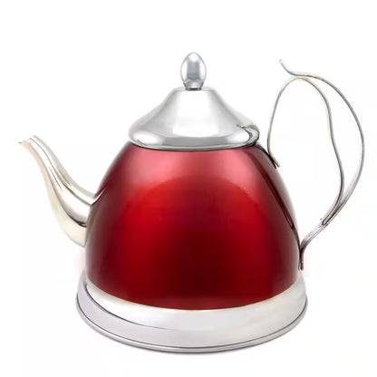 2 Qt. Metallic Cranberry Stainless Steel Tea Kettle with Removable Infuser Basket