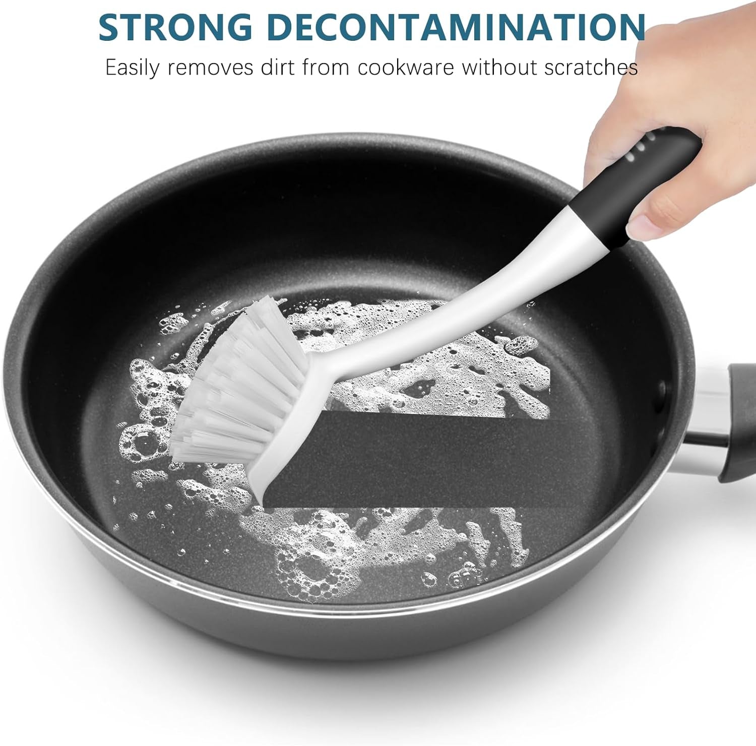 Dish Brush Set of 3 with Long Handle Deep Cleaning Handle Brush with Scraper Tip for Kitchen Sink Dishes