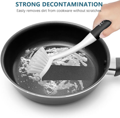 Dish Brush Set of 3 with Long Handle Deep Cleaning Handle Brush with Scraper Tip for Kitchen Sink Dishes