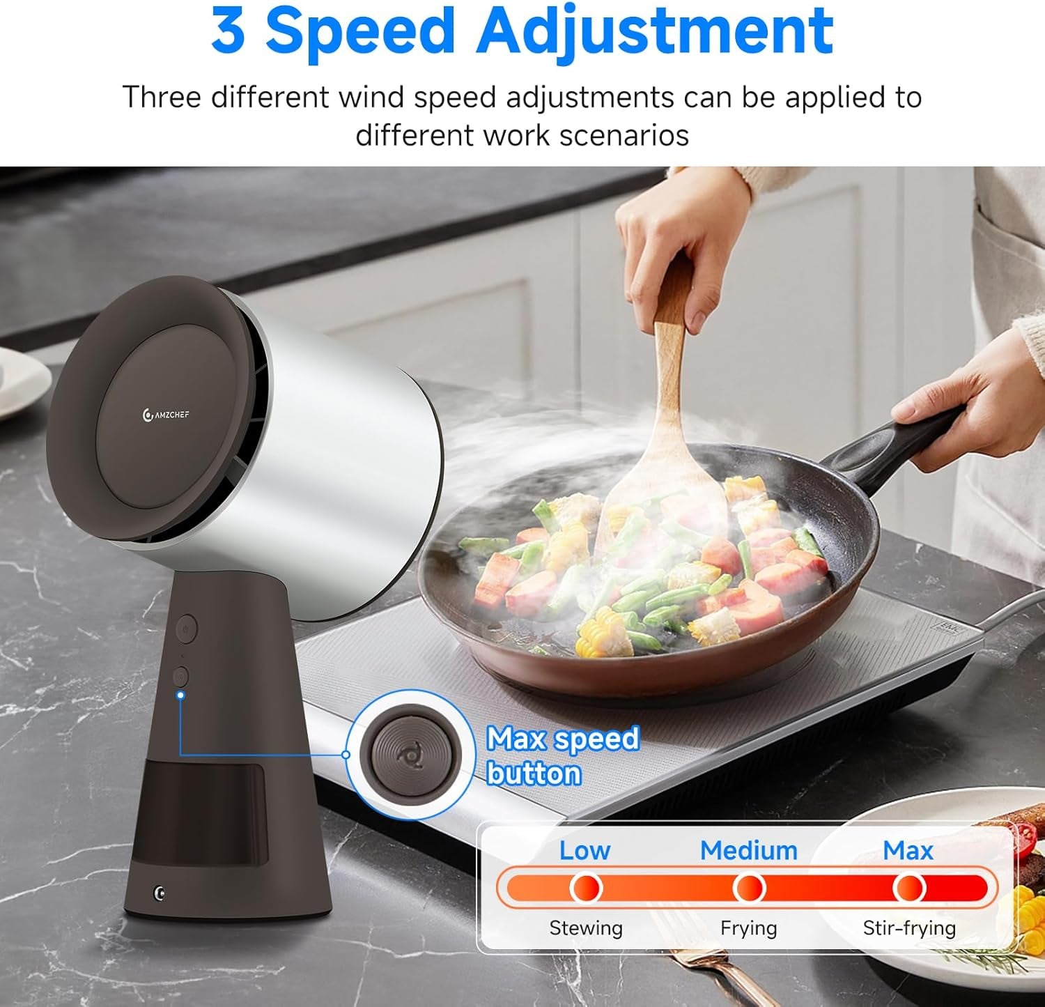Portable Range Hood, Desktop Range Hood with 3 Speed Exhaust Fan, Low Noise Large Oil Collection Cup, Detachable Aluminum Filter