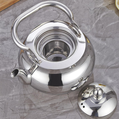 71 Oz Stainless Steel Teapot with Removeable Infuser, Thickened Mirror Polished Stovetop Tea Maker for Herbal and Infusion