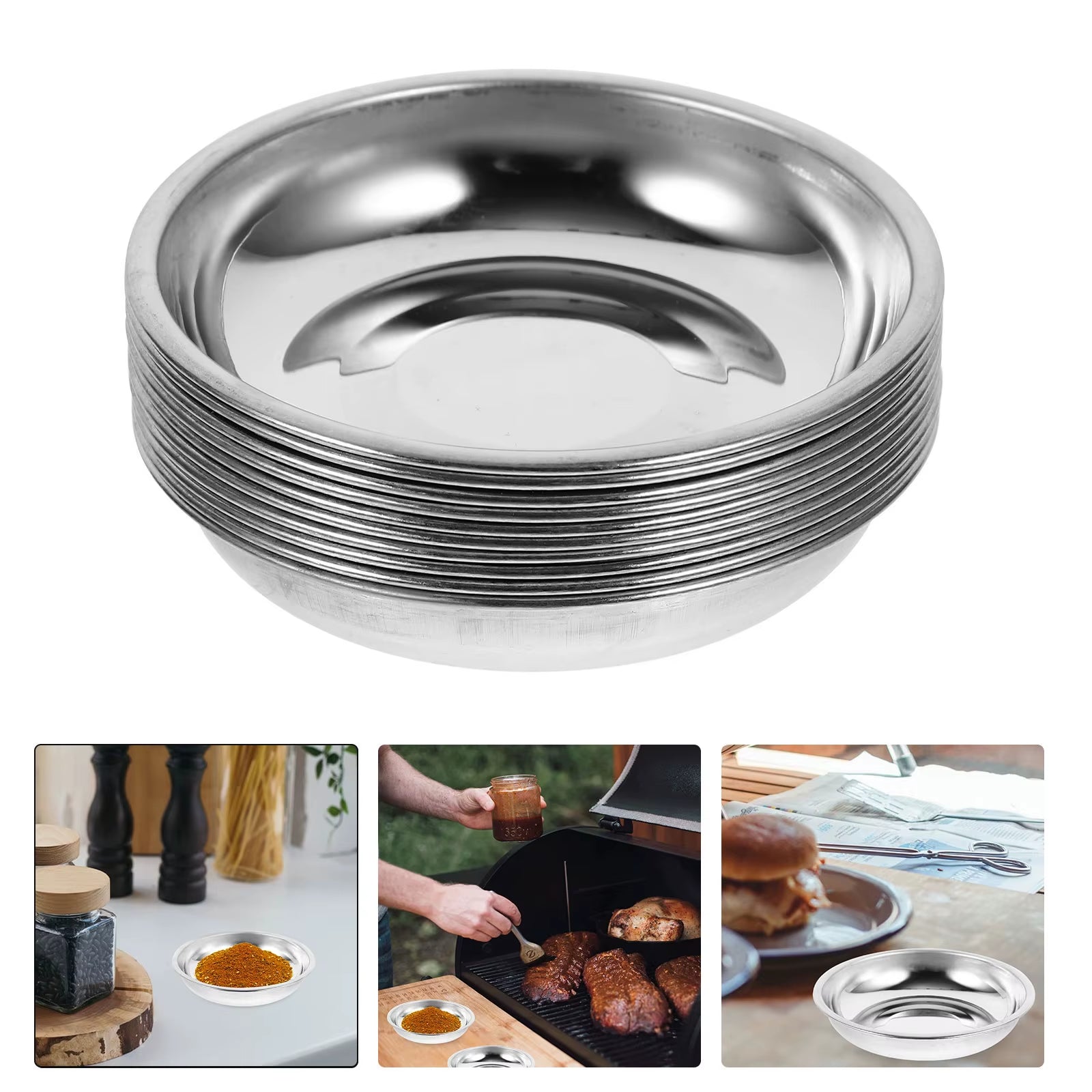  Stainless Steel  Sauce Dishes Mustard Appetizer Plates